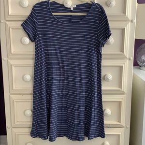 Cap sleeve, striped shift dress